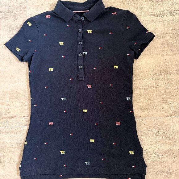 Tommy Hilfiger Tops - Tommy Hilfiger Womens Polo Shirt Dark Blue Logo Size XS